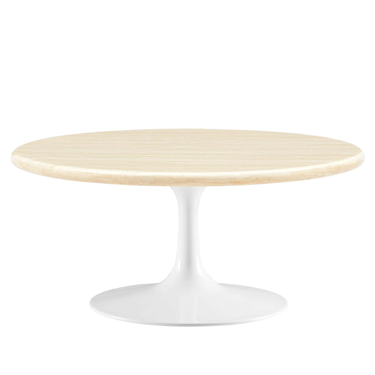 Lippa 36" Round Faux Travertine Coffee Table by Modway - EEI-6749