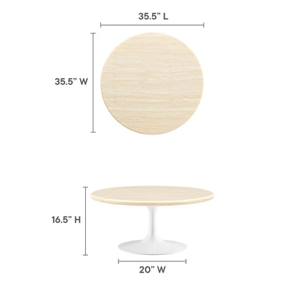Lippa 36" Round Faux Travertine Coffee Table by Modway - EEI-6749