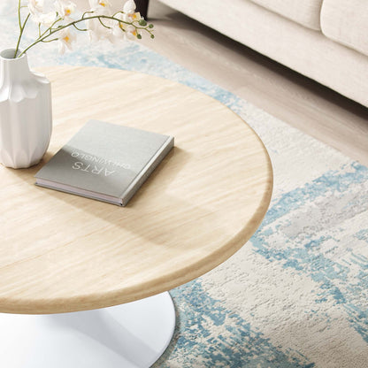 Lippa 36" Round Faux Travertine Coffee Table by Modway - EEI-6749