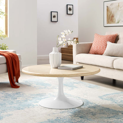 Lippa 36" Round Faux Travertine Coffee Table by Modway - EEI-6749
