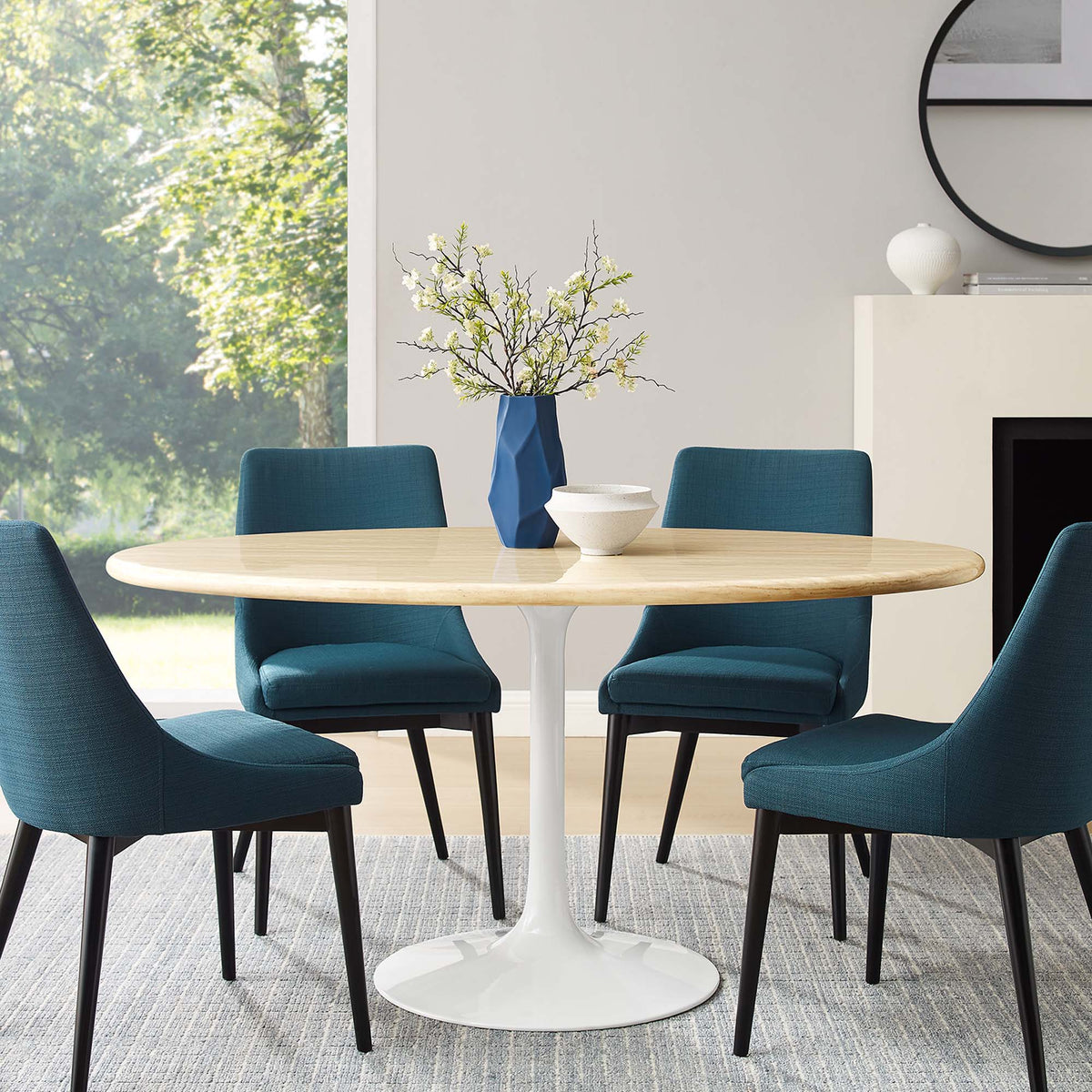 Lippa 60" Oval Faux Travertine Dining Table by Modway - EEI-6757