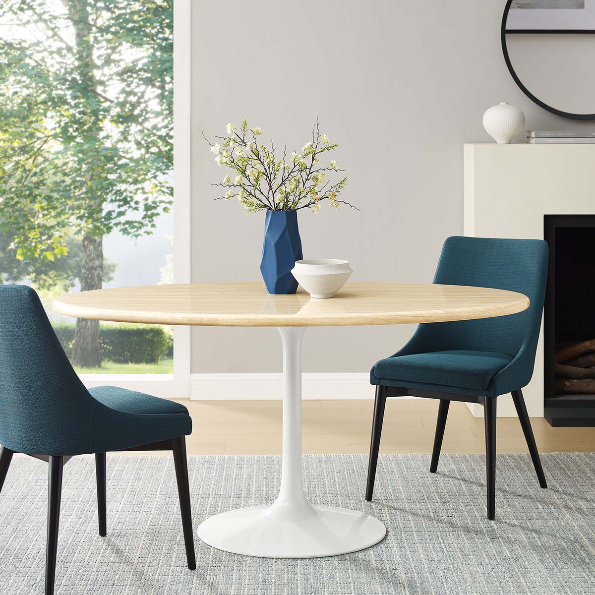 Lippa 60" Oval Faux Travertine Dining Table by Modway - EEI-6757