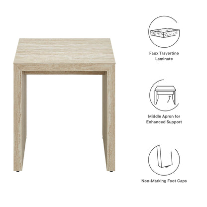 Mirella Faux Travertine Side Table by Modway