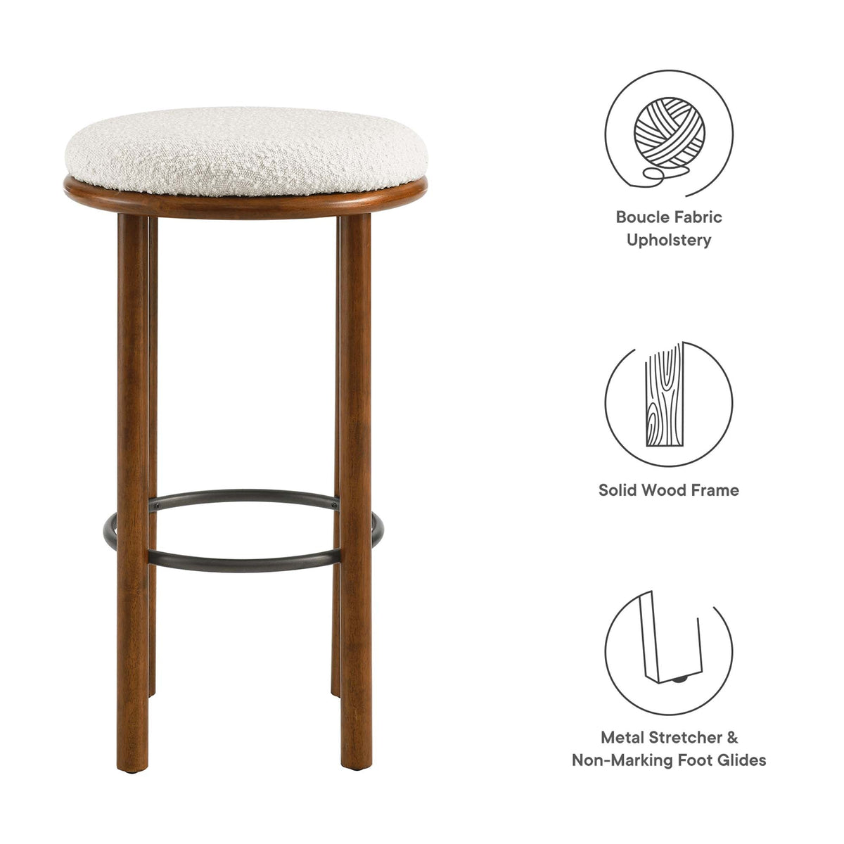 Fable Boucle Fabric Bar Stools Set of 2 by Modway