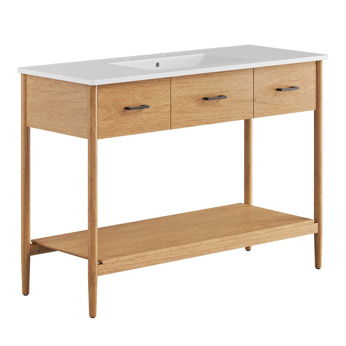 Zaire 48" Single Sink Bathroom Vanity by Modway - Natural White / Walnut White