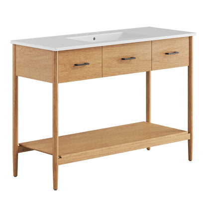 Zaire 48" Single Sink Bathroom Vanity by Modway - Natural White / Walnut White