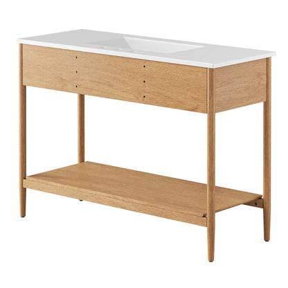 Zaire 48" Single Sink Bathroom Vanity by Modway - Natural White / Walnut White