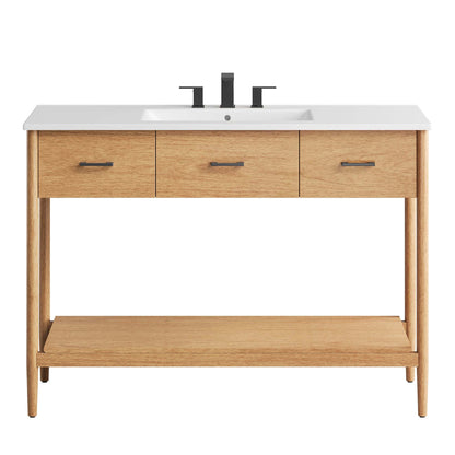 Zaire 48" Single Sink Bathroom Vanity by Modway - Natural White / Walnut White