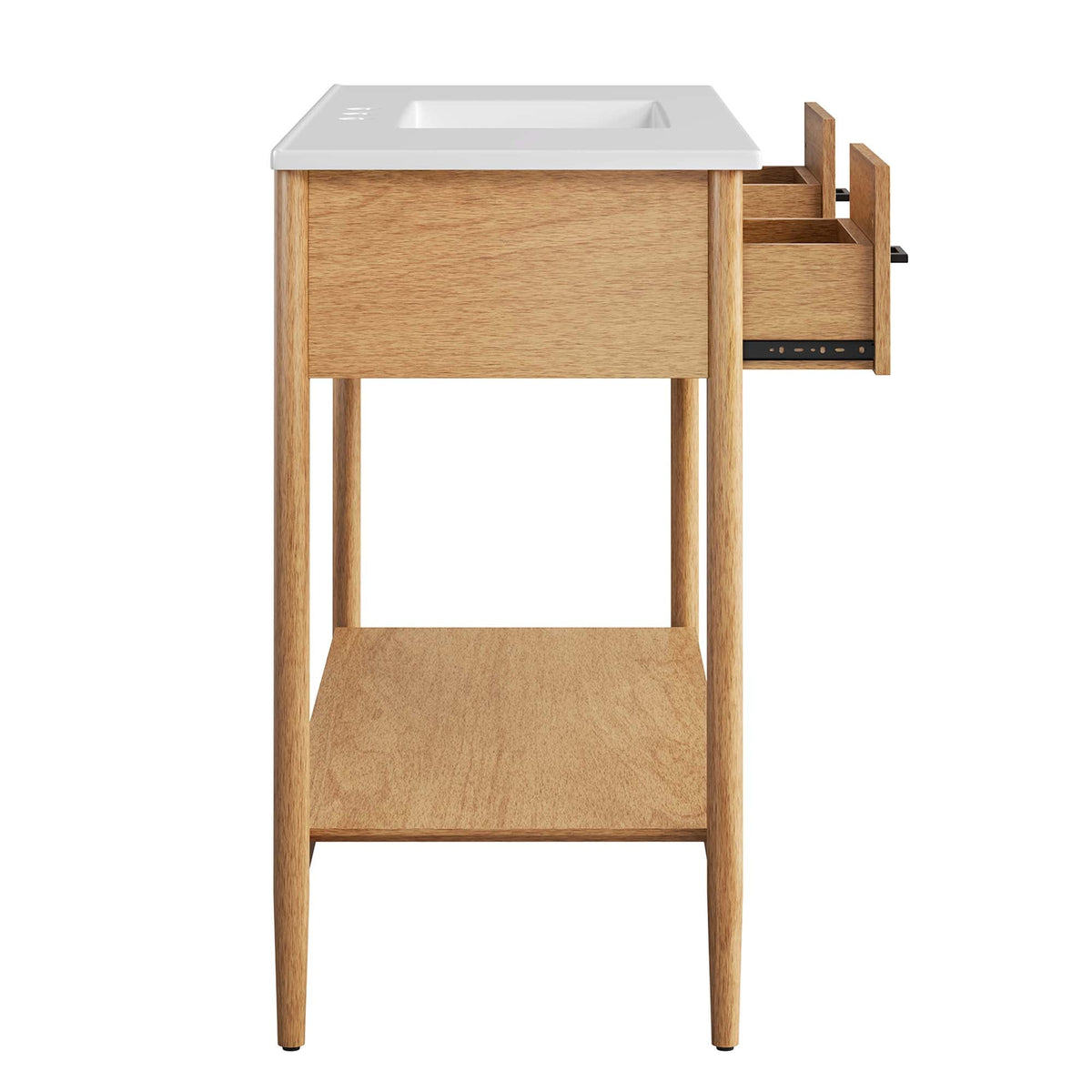 Zaire 48" Single Sink Bathroom Vanity by Modway - Natural White / Walnut White