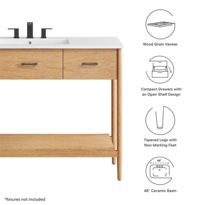 Zaire 48" Single Sink Bathroom Vanity by Modway - Natural White / Walnut White