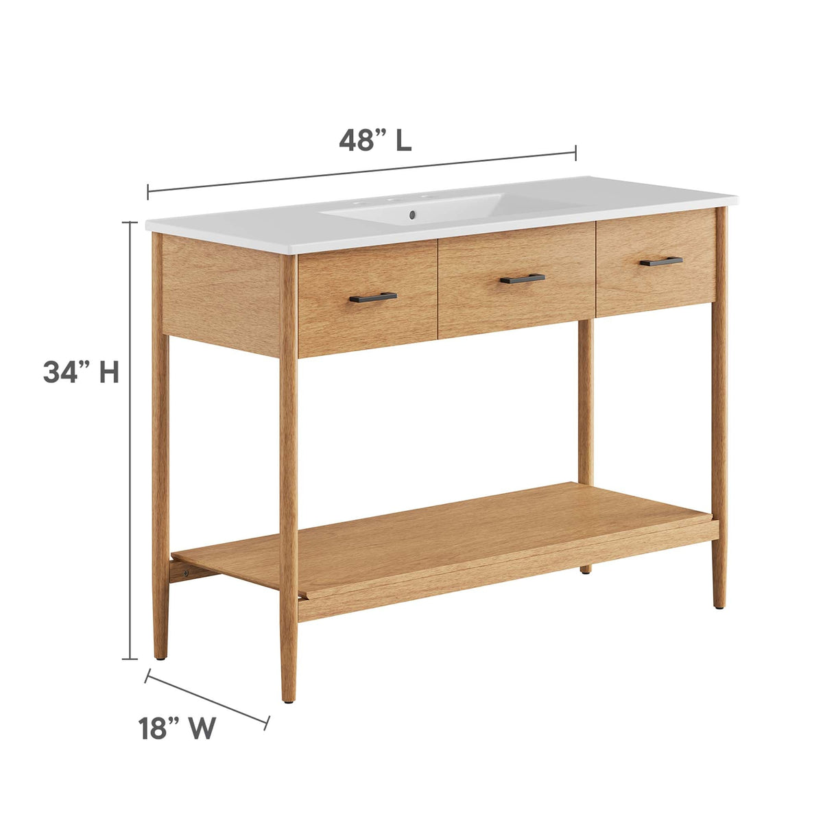 Zaire 48" Single Sink Bathroom Vanity by Modway - Natural White / Walnut White