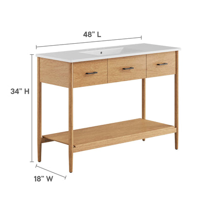 Zaire 48" Single Sink Bathroom Vanity by Modway - Natural White / Walnut White