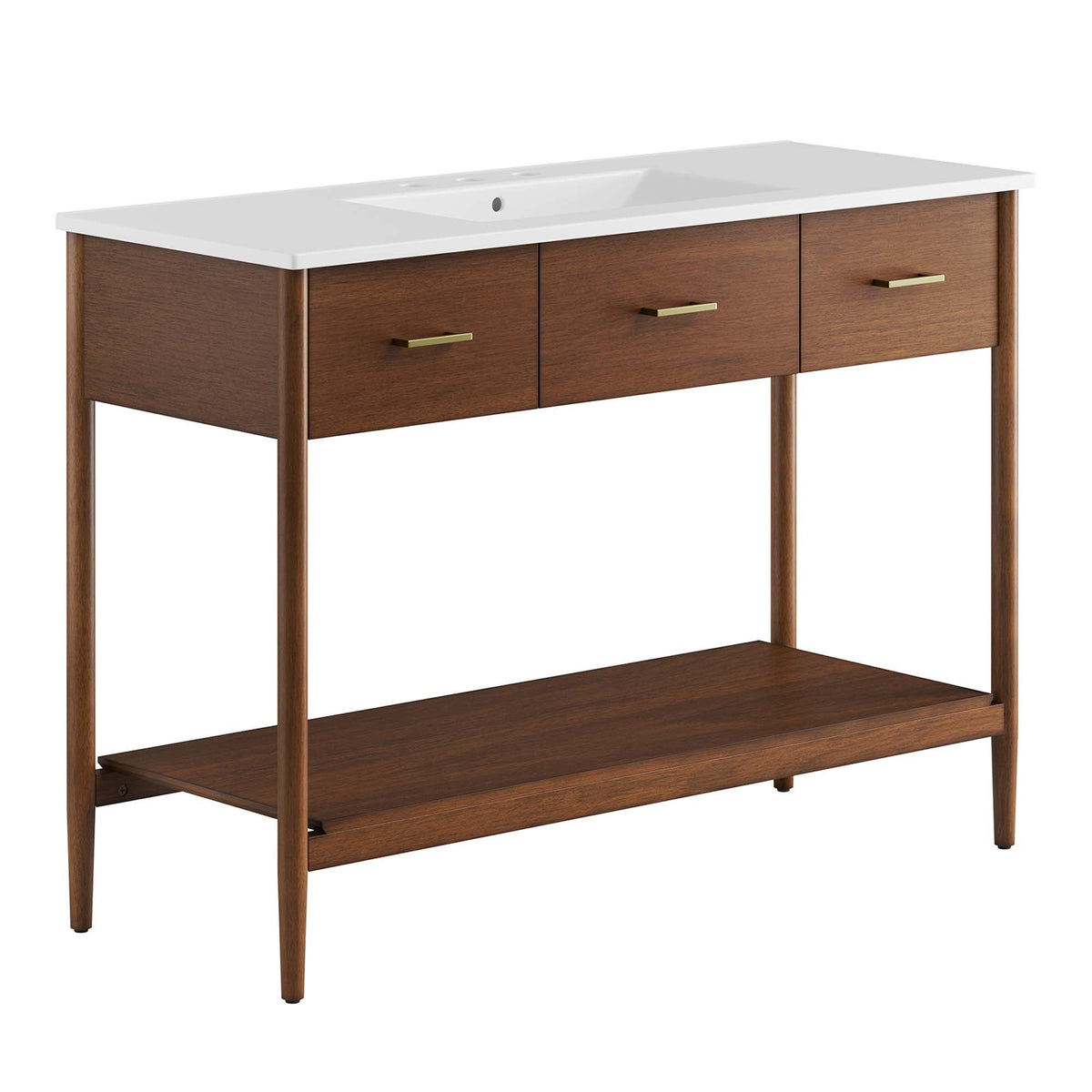 Zaire 48" Single Sink Bathroom Vanity by Modway - Natural White / Walnut White