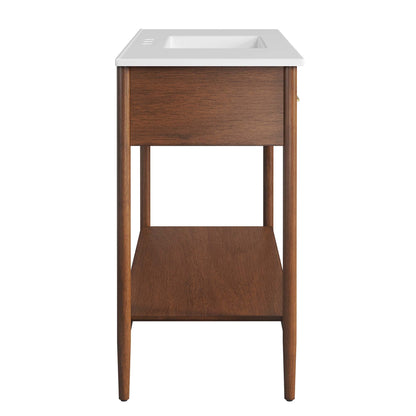 Zaire 48" Single Sink Bathroom Vanity by Modway - Natural White / Walnut White