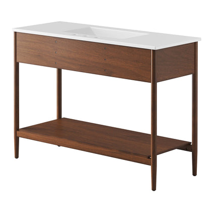 Zaire 48" Single Sink Bathroom Vanity by Modway - Natural White / Walnut White