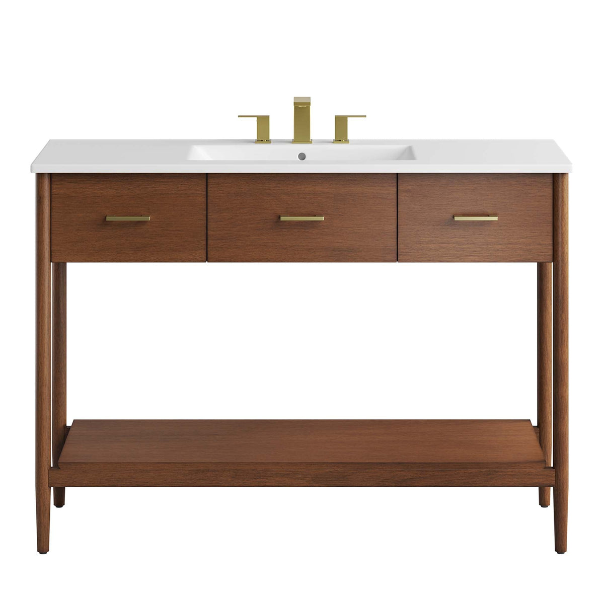 Zaire 48" Single Sink Bathroom Vanity by Modway - Natural White / Walnut White