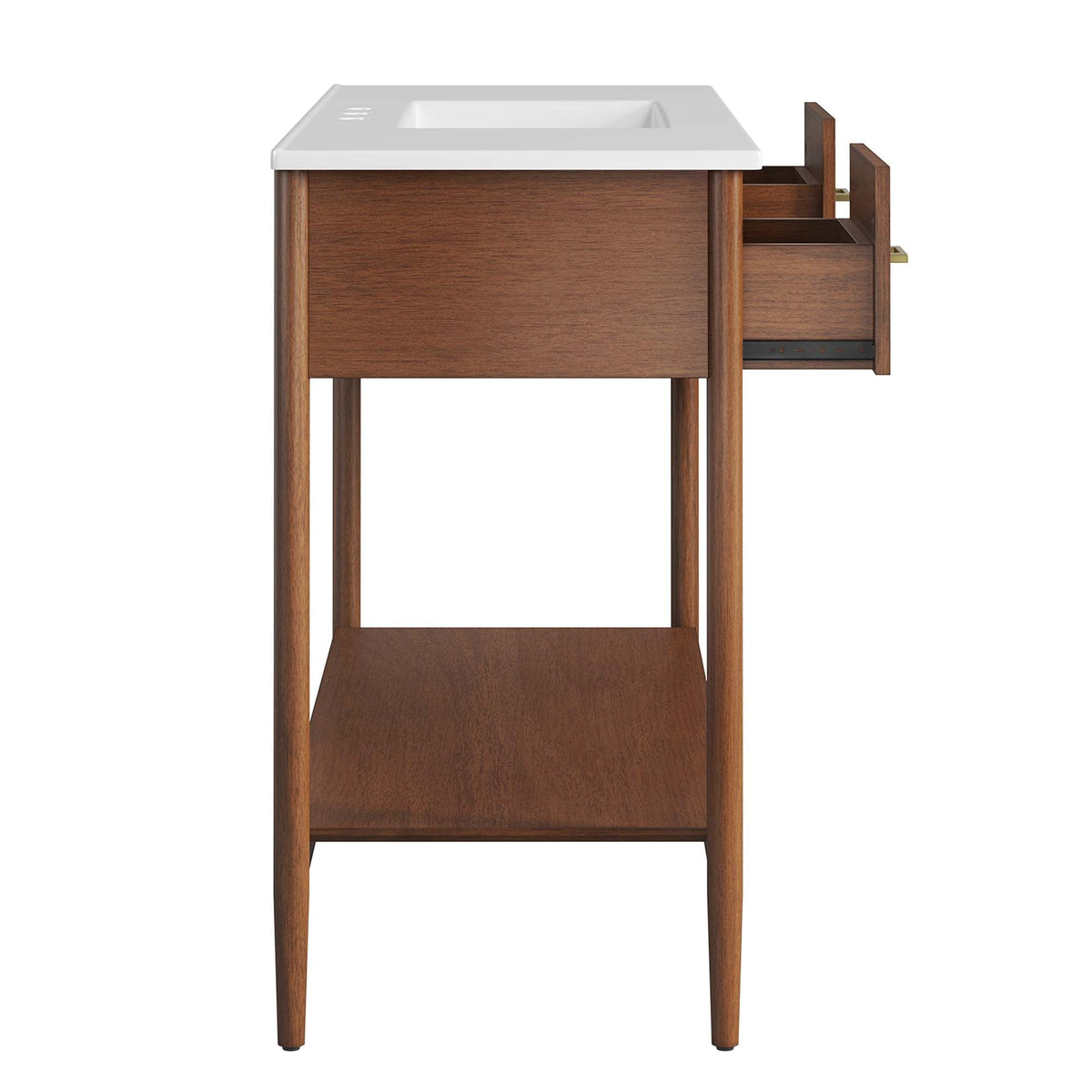 Zaire 48" Single Sink Bathroom Vanity by Modway - Natural White / Walnut White