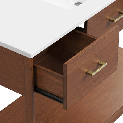 Zaire 48" Single Sink Bathroom Vanity by Modway - Natural White / Walnut White