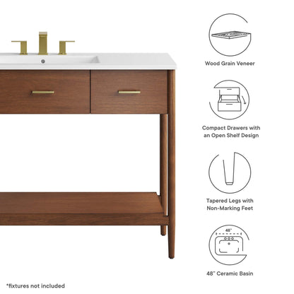 Zaire 48" Single Sink Bathroom Vanity by Modway - Natural White / Walnut White