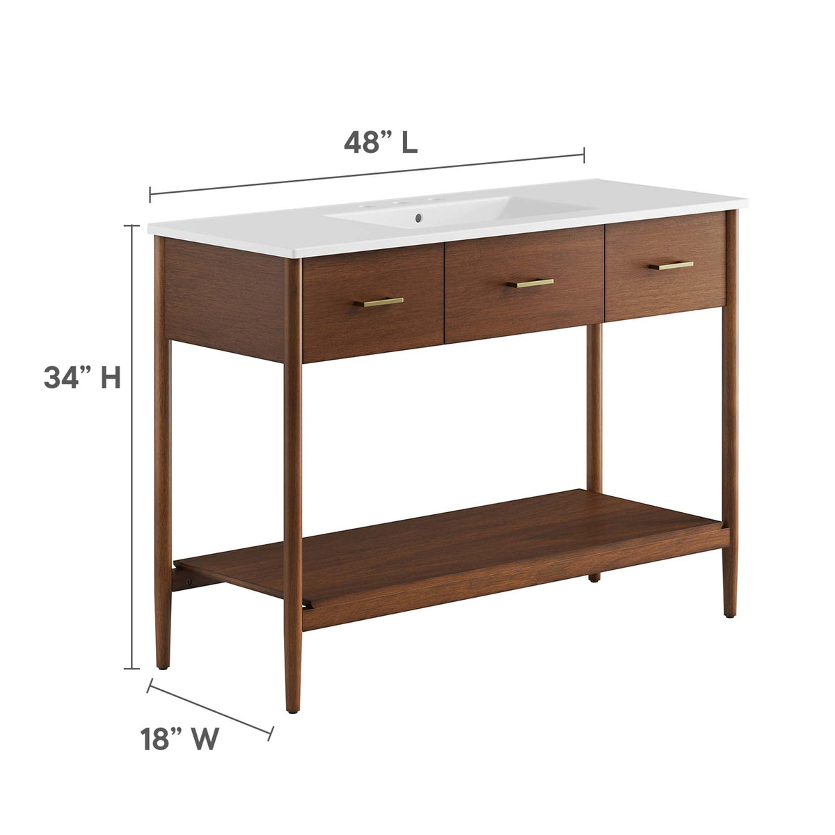 Zaire 48" Single Sink Bathroom Vanity by Modway - Natural White / Walnut White