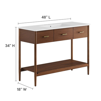Zaire 48" Single Sink Bathroom Vanity by Modway - Natural White / Walnut White