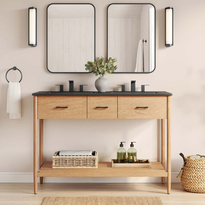 Zaire 48" Double Sink Bathroom Vanity by Modway - Natural Black / Walnut Black
