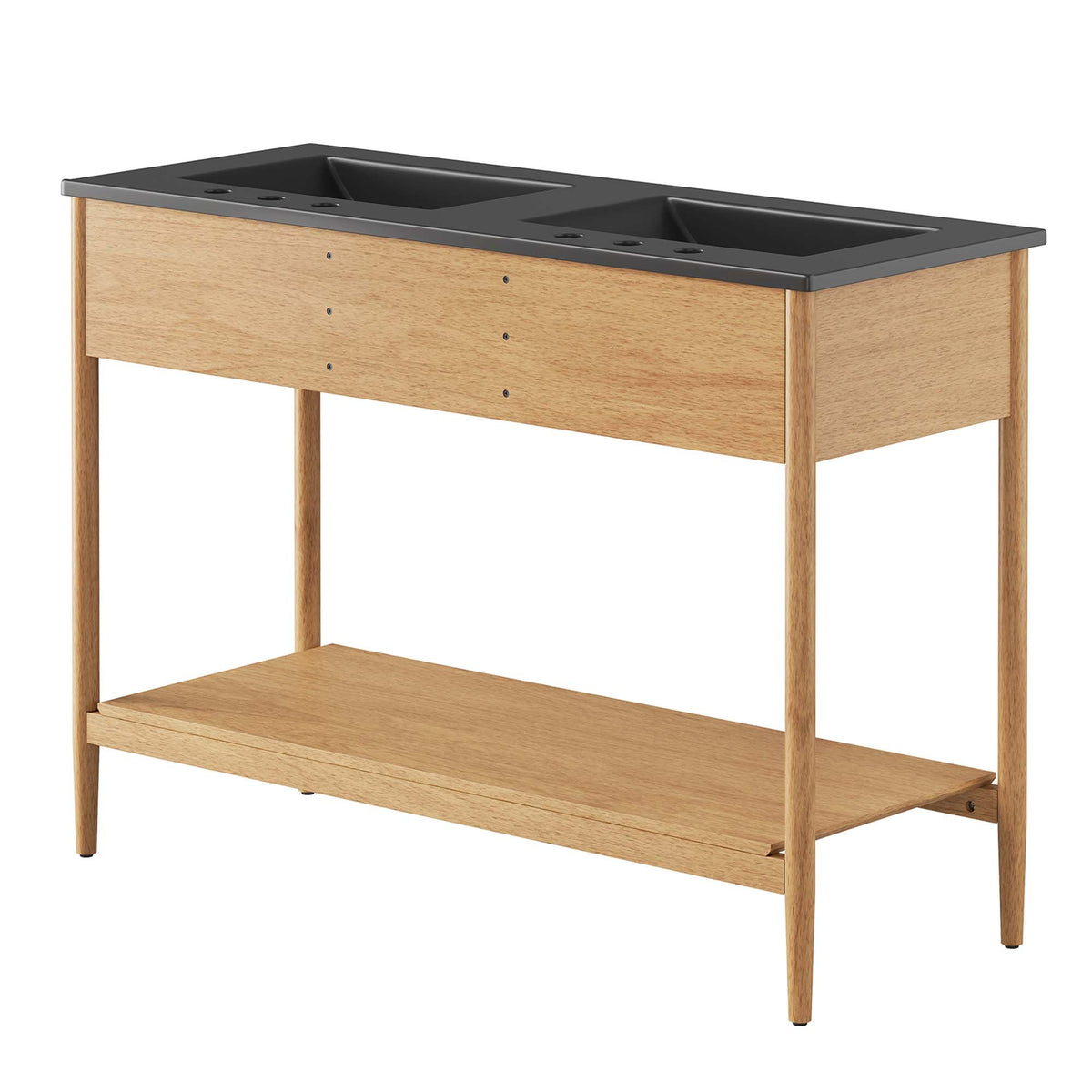 Zaire 48" Double Sink Bathroom Vanity by Modway - Natural Black / Walnut Black