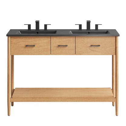 Zaire 48" Double Sink Bathroom Vanity by Modway - Natural Black / Walnut Black