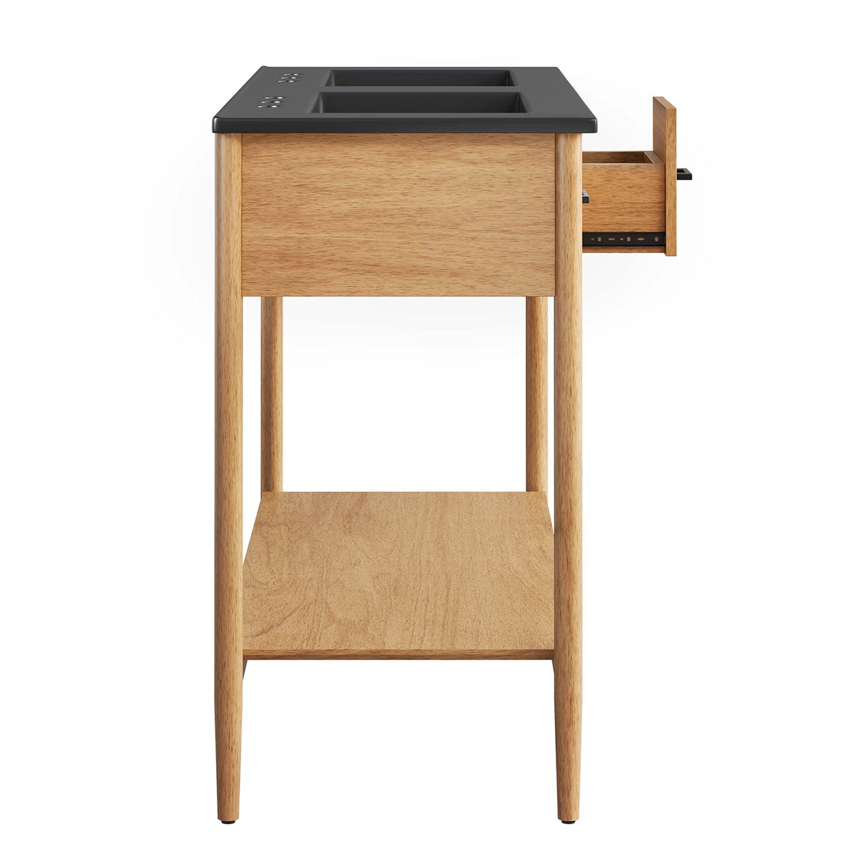 Zaire 48" Double Sink Bathroom Vanity by Modway - Natural Black / Walnut Black