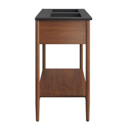 Zaire 48" Double Sink Bathroom Vanity by Modway - Natural Black / Walnut Black