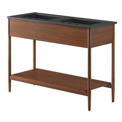 Zaire 48" Double Sink Bathroom Vanity by Modway - Natural Black / Walnut Black