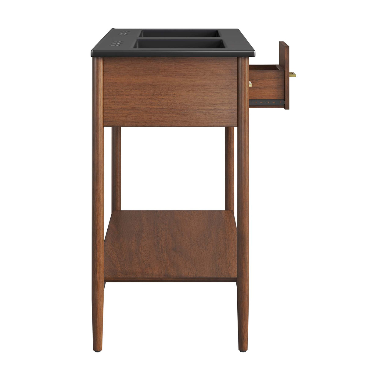 Zaire 48" Double Sink Bathroom Vanity by Modway - Natural Black / Walnut Black