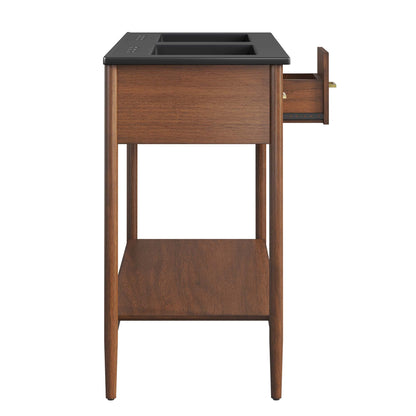 Zaire 48" Double Sink Bathroom Vanity by Modway - Natural Black / Walnut Black