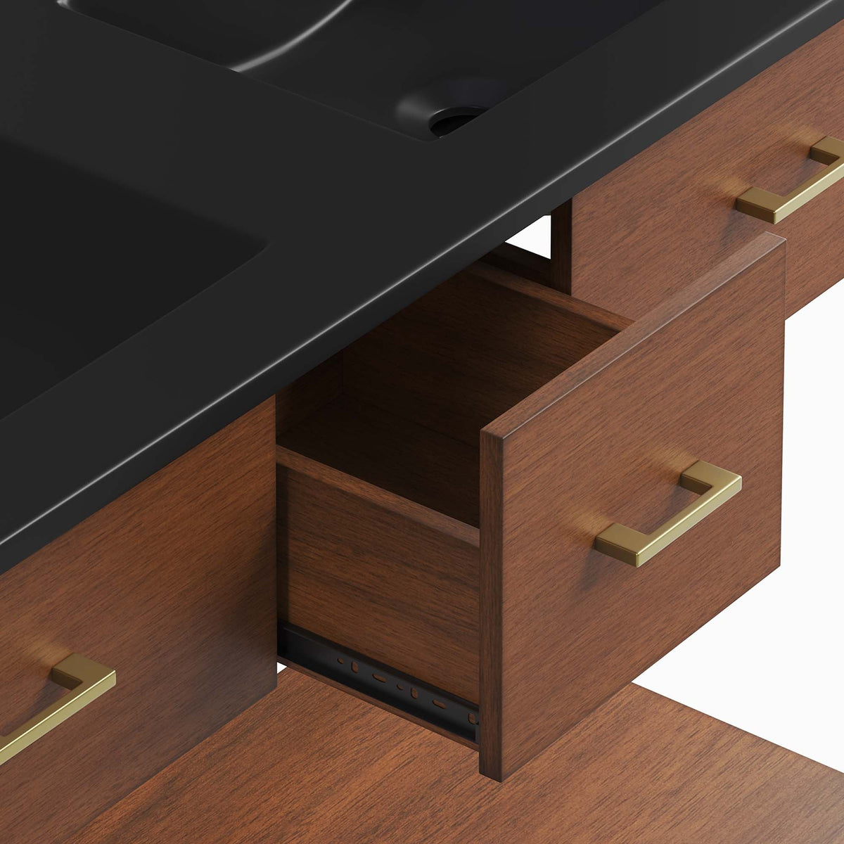 Zaire 48" Double Sink Bathroom Vanity by Modway - Natural Black / Walnut Black