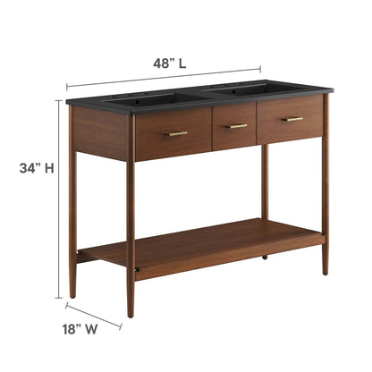 Zaire 48" Double Sink Bathroom Vanity by Modway - Natural Black / Walnut Black