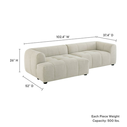 Liana Left-Facing Upholstered Fabric Modular Sofa with Chaise by Modway
