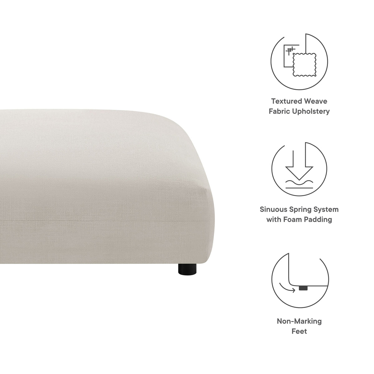 Solace Modular Upholstered Fabric Ottoman by Modway