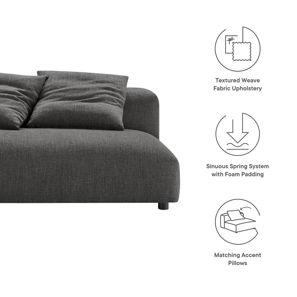 Solace Modular Upholstered Fabric Armless Loveseat by Modway