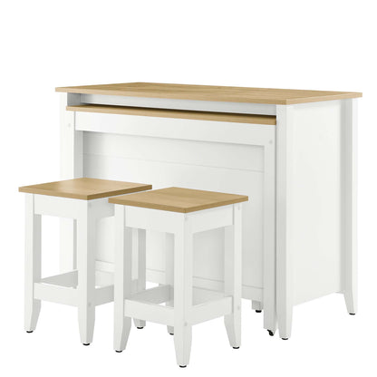 Farmstead 3-Piece Kitchen Island and Stool Set by Modway