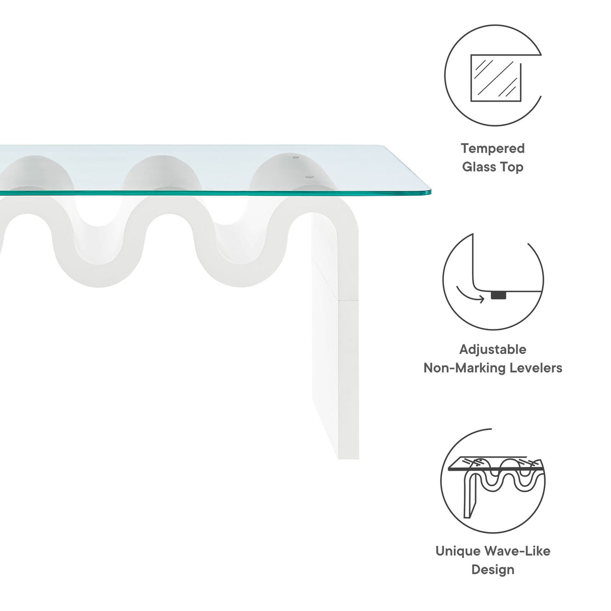 Ondine Glass Top Coffee Table by Modway