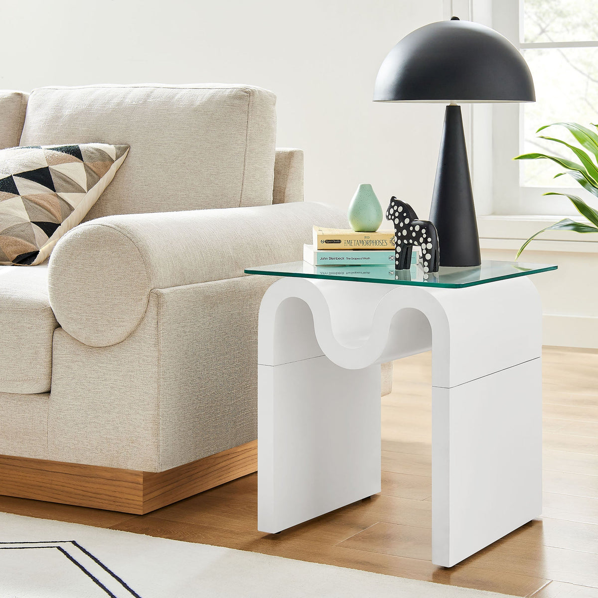 Ondine Glass Top Side Table by Modway