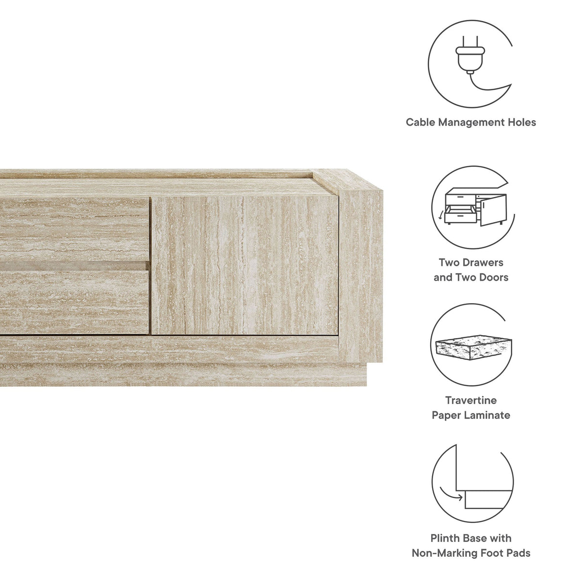 Hollis 59" Travertine TV Stand by Modway