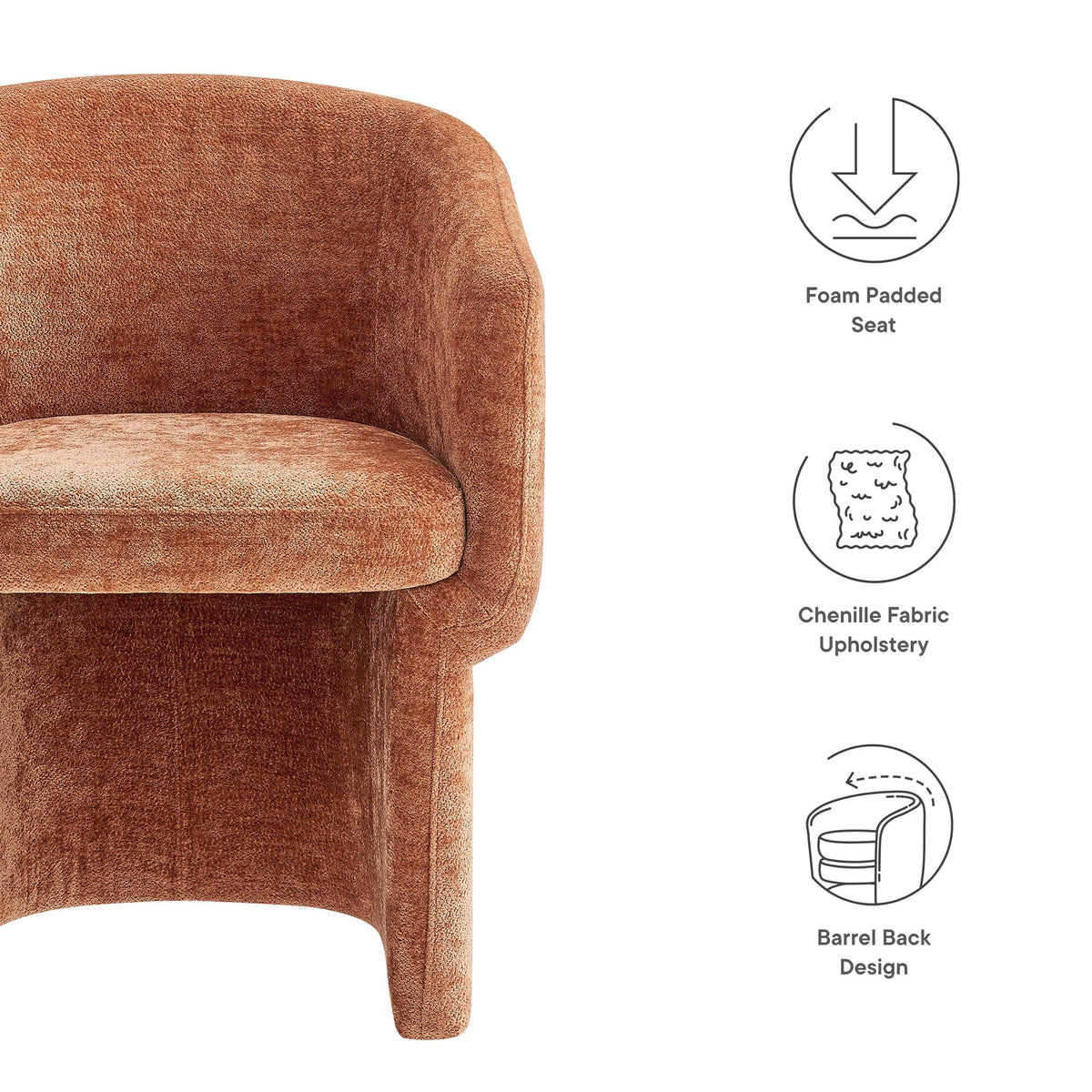 Verity Barrel Back Chenille Dining Armchair by Modway