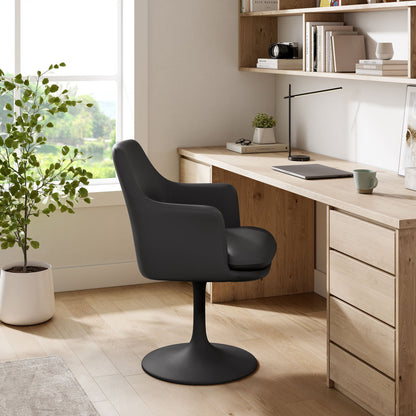 Lippa Swivel Dining Vegan Leather Armchair by Modway