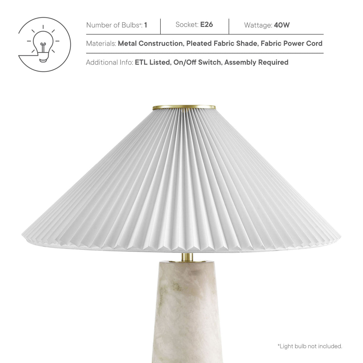 Nera Marble Table Lamp by Modway