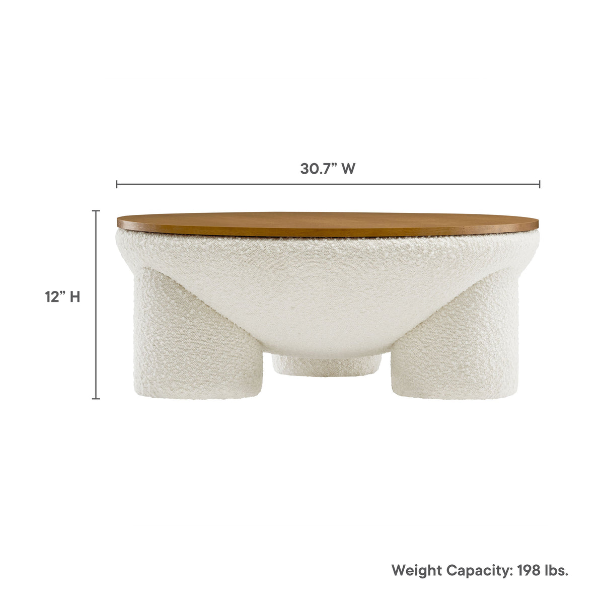 Tridome Round Boucle Upholstered Storage Coffee Table by Modway