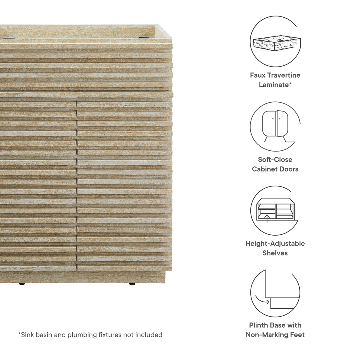 Render 24" Faux Travertine Bathroom Vanity Cabinet