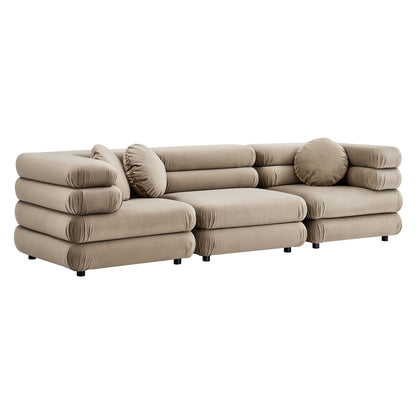 Jubilee 3-Piece Modular Performance Velvet Sectional Sofa by Modway