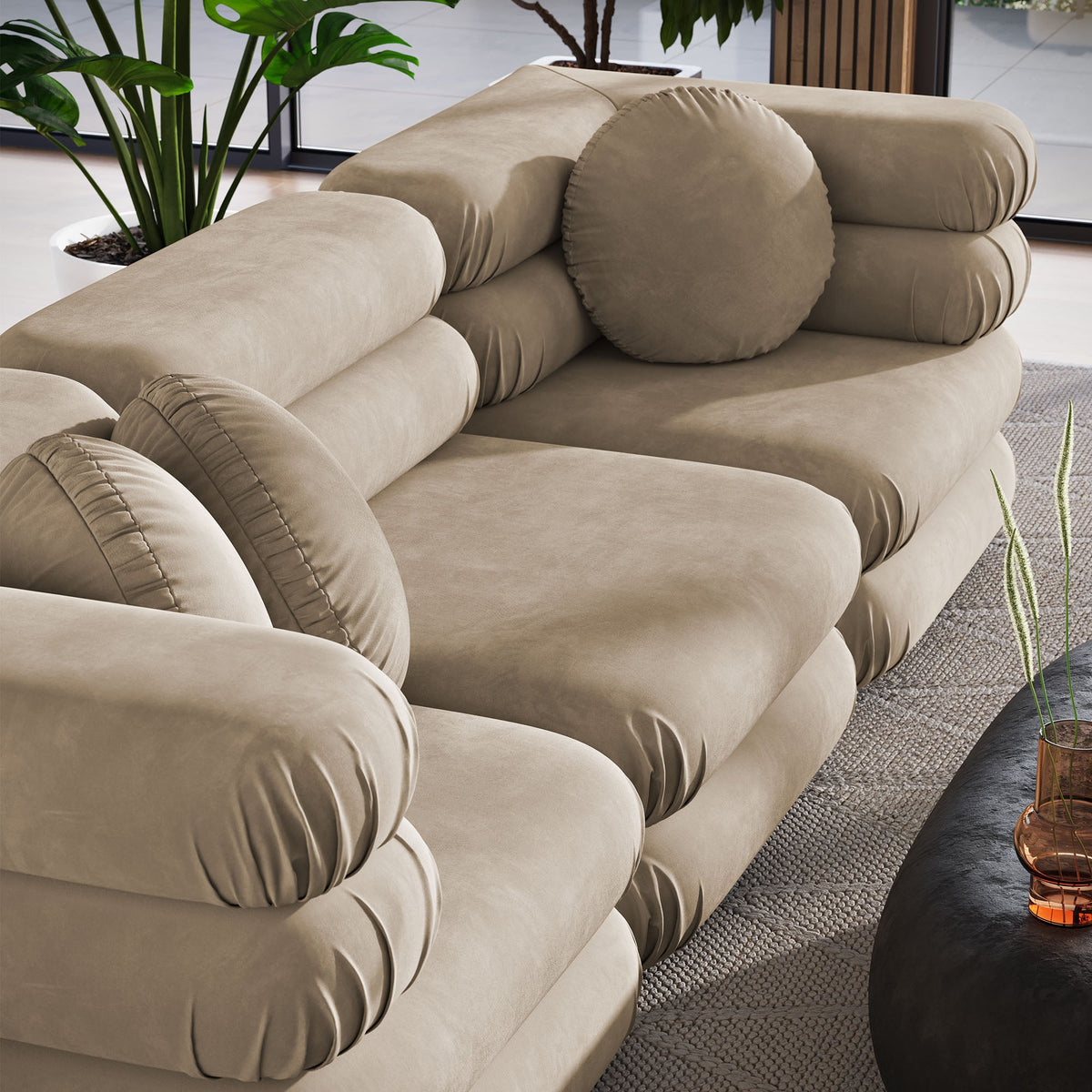 Jubilee 3-Piece Modular Performance Velvet Sectional Sofa by Modway