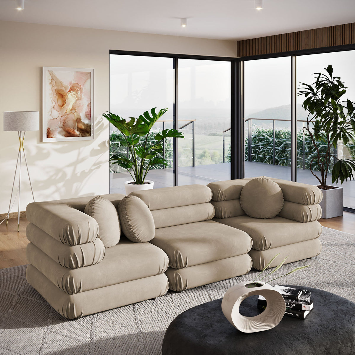 Jubilee 3-Piece Modular Performance Velvet Sectional Sofa by Modway